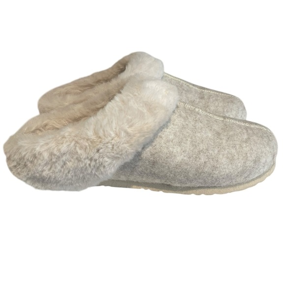 Garnet Hill fuzzy slippers gray cozy hard soled 8.5-9 - Picture 1 of 9